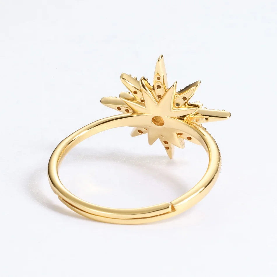 Fashion women gold vermeil created jewellery sun star 925 silver synthetic opal ring