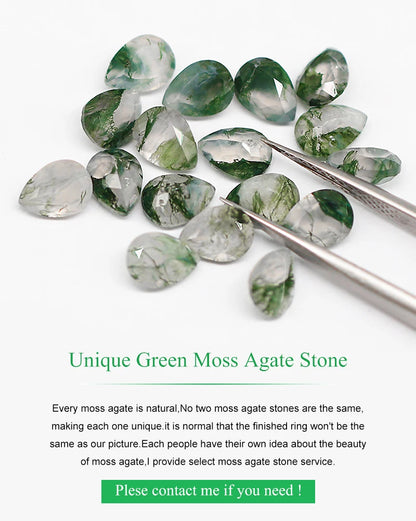 New Design Wholesale Price Jewelry Exquisite Sterling Silver 925 Dainty Chain Natural Green Moss Agate Pendant