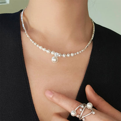 Vintage pearl zircon necklace