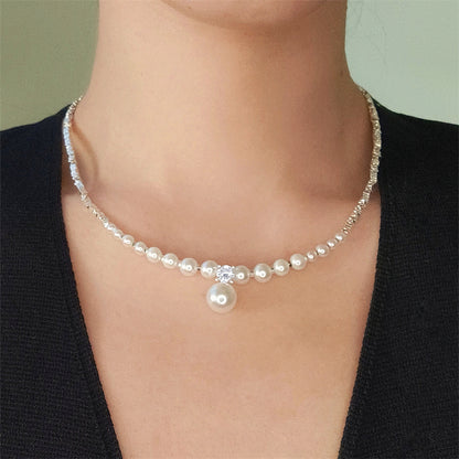 Vintage pearl zircon necklace