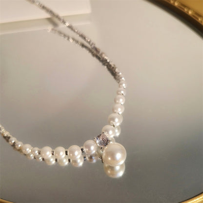 Vintage pearl zircon necklace