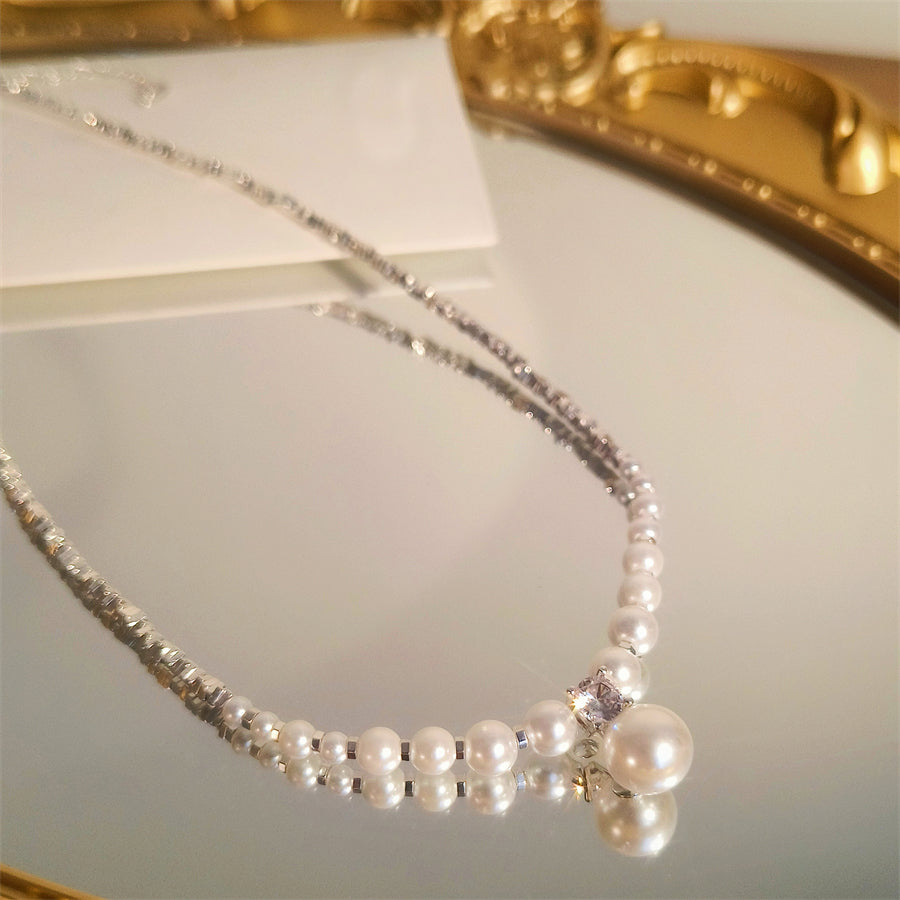 Vintage pearl zircon necklace