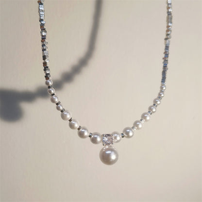 Vintage pearl zircon necklace