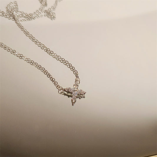 Elegant diamond  Silver cross necklace