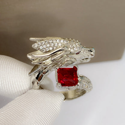 Light Luxury Gemstone Real Dragon Ring